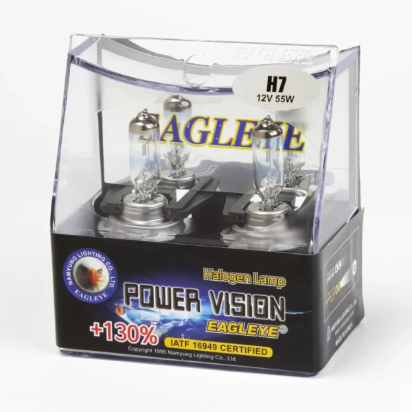 طقم لمبات هالوجين إيغلاي باور فيجن H7 بقوة 12 فولت 55 واط (+130% إضاءة إضافية) - Eagleye Power Vision H7 12V