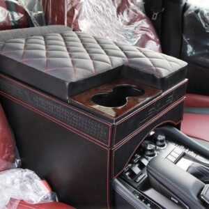 تكاية وسطية جلد إيطالي أسود خياطة شبه طير جيب لكزس LX570 (2016-2019)