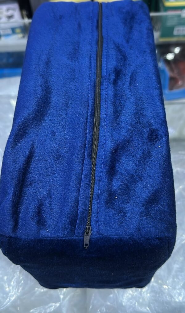 تكاية سيارة متنقلة إسفنج مخمل أزرق - Portable Blue Velvet Foam Car Armrest Console Box