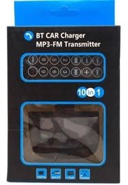 جهاز بث موجات إف إم ومستقبل بلوتوث 10 في 1 مع شاحن مدمج وريموت تحكم10-in-1 BT Car Charger MP3-FM Transmitter