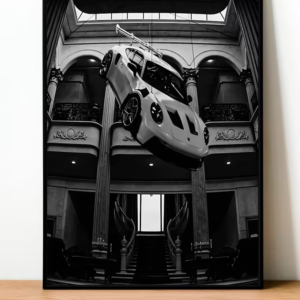 لوحة بورش 911 مودرن - Hanging Porsche 911 GT3 RS Modern Black & White Canvas Art