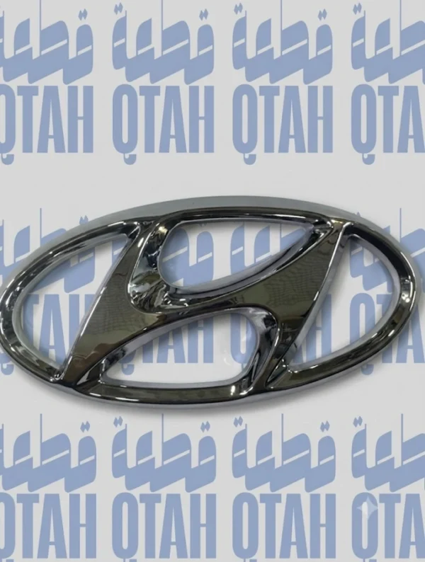 علامة شعار شبك أمامي هيونداي مقاس وسط كروم فضي لزق - Hyundai Front Grille Oval Emblem Badge Medium Size