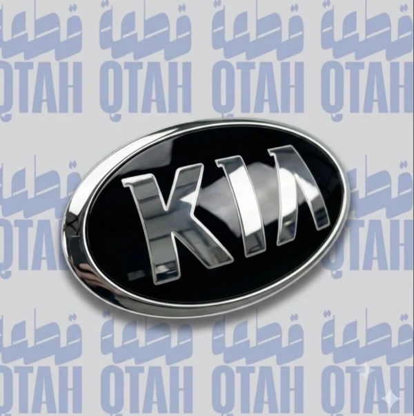 علامة شعار كيا بيضاوي أسود وكروم للشبك أو الشنطة - Kia Oval Emblem Badge Black & Chrome for Grille or Trunk