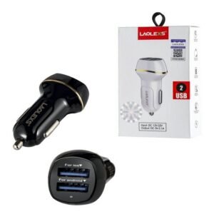 شاحن LAOLEXS ذكي بمنفذين USB بقوة 3.1A مع تصميم أنيق متوافق مع الشاحنات والسياراتLAOLEXS Dual USB Car Charger