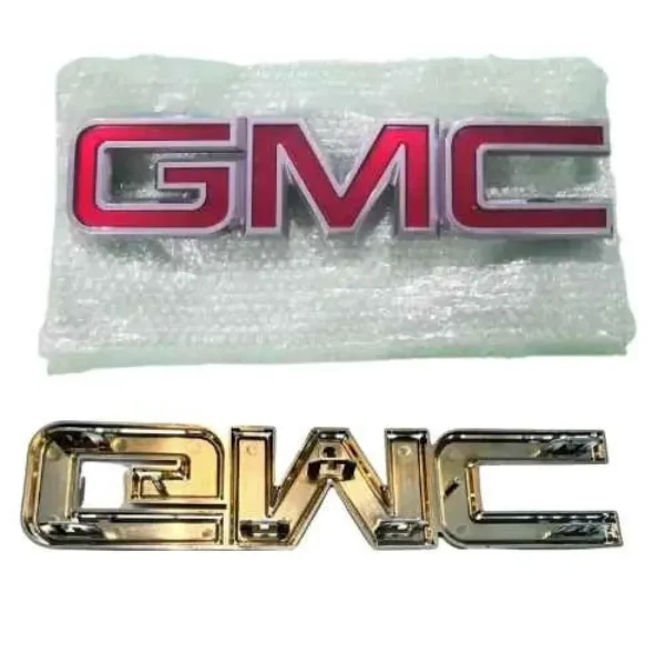 علامة كتابة جي ام سي كروم عنابي - GMC Emblem Chrome Burgundy
