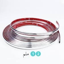 شريط زيك نيكل كروم لامع ذاتي اللصق (مقاس 12 مم × 10 متر بكرت) - لمسة فخامة لسيارتك12mm × 10m Chrome Nickel