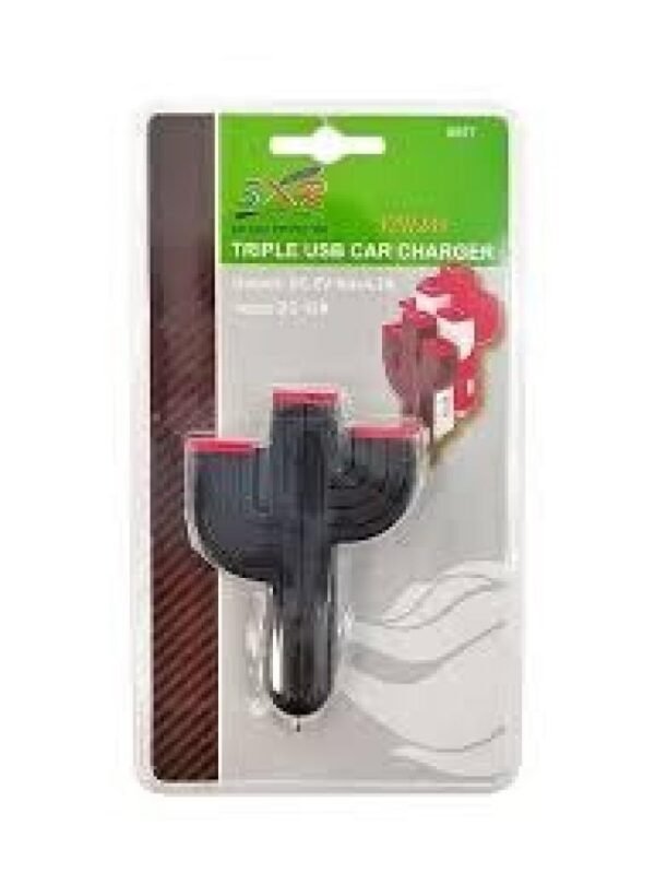 شاحن ذكي ثلاثي المنافذ USB بقوة 4.2A على شكل صبار لجميع الهواتف من 3XR3XR Cactus Shaped Triple USB Car