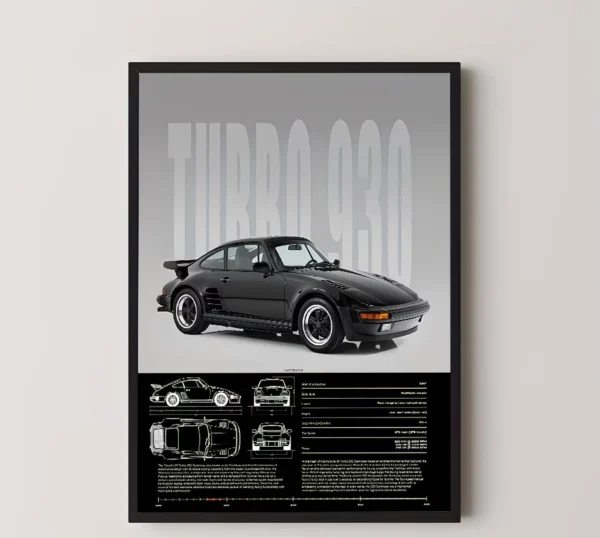 لوحة بورش 911 توربو 930 سلانت نوز الفنية ومخططها الهندسي