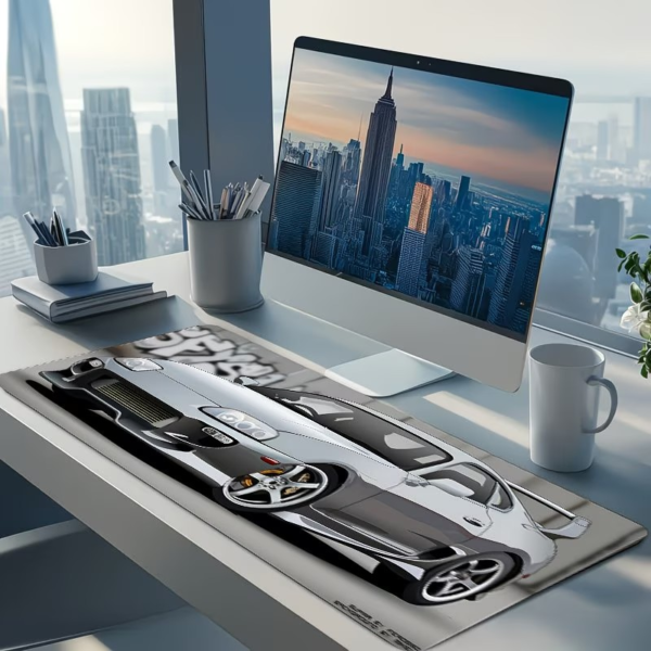 مفرش مكتب للألعاب سيارة رياضية JDM بيضاء - White JDM Sports Car Gaming Desk Mat