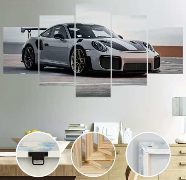 لوحة جدارية بورش 911 GT2 RS مقسمة 5 قطع