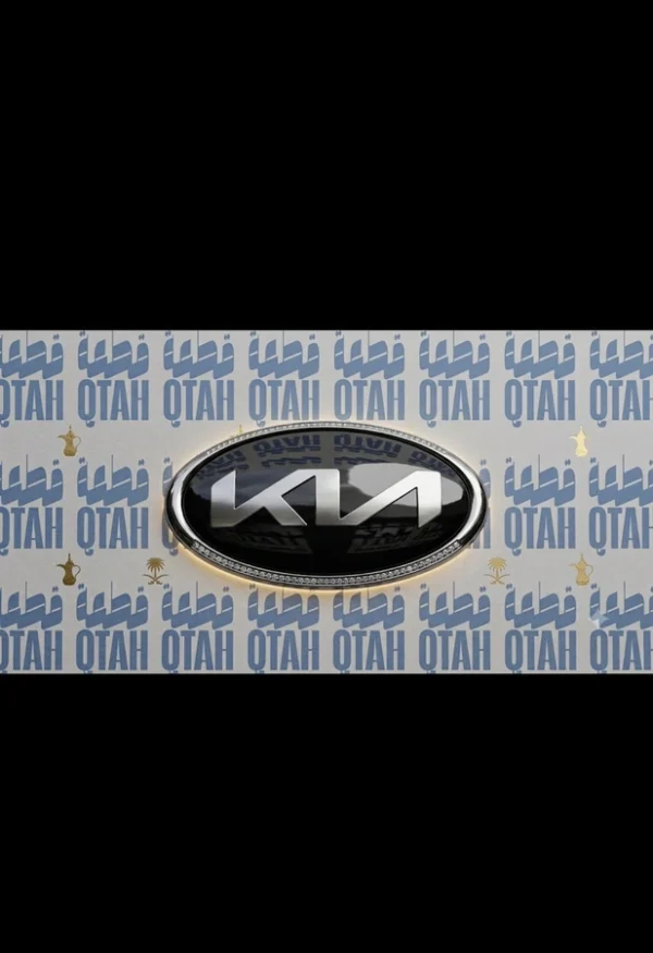 علامة شعار كيا شكل جديد بيضاوي أسود وكروم - Kia New Script Oval Emblem Badge Black & Chrome