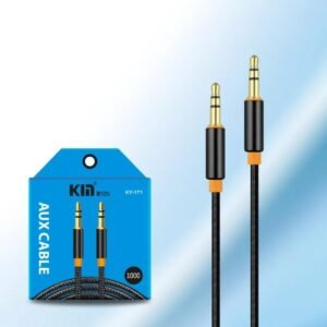 كابل صوت AUX قماشي مضفر ومقاوم للقطع KY-171 بطول 1.5 متر من KIN مع موصلات مطلية بالذهبKIN KY-171 Premium