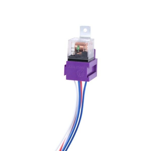 طقم مرحل كهربائي (كتاوت 12 فولت 80 أمبير) مع فيش وقاعدة أسلاك مدمجةAutomotive 12V 80A Relay and Pre-Wired