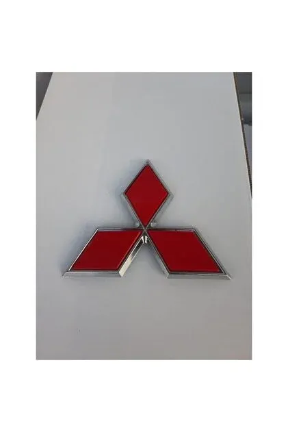 شعار علامة ميتسوبيشي أحمر كروم للسيارات - Mitsubishi Red Chrome Car Logo Emblem Badge