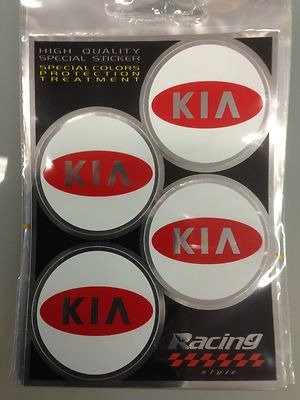 طقم ملصقات أغطية جنوط كيا أحمر كروم 4 قطع - 4Pcs Kia Wheel Center Cap Red Chrome Sticker Set