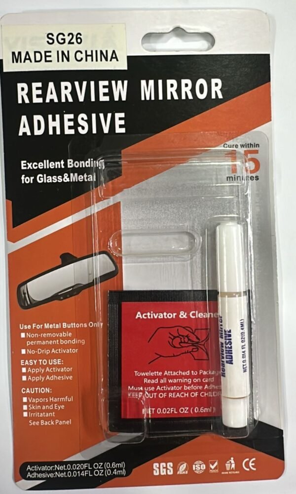 طقم غراء ومادة لاصقة لتثبيت مرآة الرؤية الخلفية (SG26) - Rearview Mirror Adhesive & Activator Kit