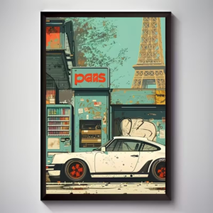 Stunning White Car Canvas Print - لوحة قماشية جدارية لسيارة كلاسيكية بيضاء (Frameless / بدون إطار)